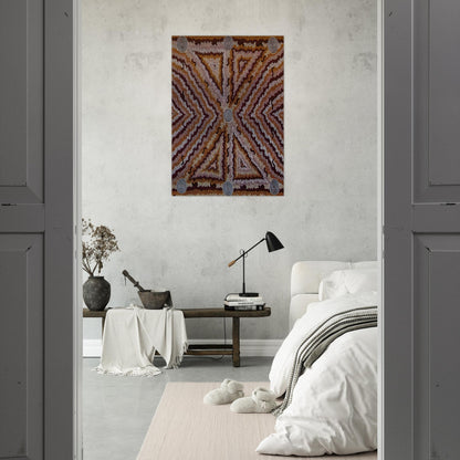Witchetty Grub Dreaming - 1983 - Clifford Possum Tjapaltjarri Brushed Aluminum Print - 70x100 cm / 28x40 inches | Clifford Possum Tjapaltjarri Aluminum Print | Clifford Possum Tjapaltjarri Prints