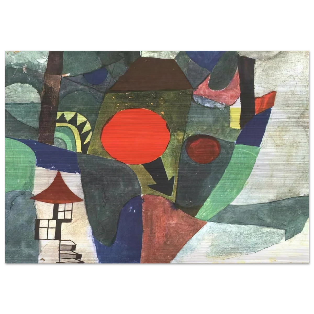 WITH THE SETTING SUN 1919 - Paul Klee Brushed Aluminum Print - 70x100 cm / 28x40 inches | Paul Klee Aluminum Print | Paul Klee Prints