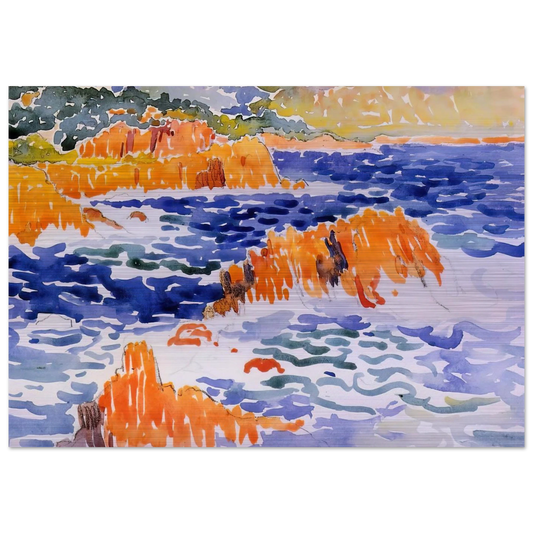 Rocks at Trayas - Henri-Edmond Cross Brushed Aluminum Print - 70x100 cm / 28x40 inches | Henri-Edmond Cross Aluminum Print | Henri-Edmond Cross Prints