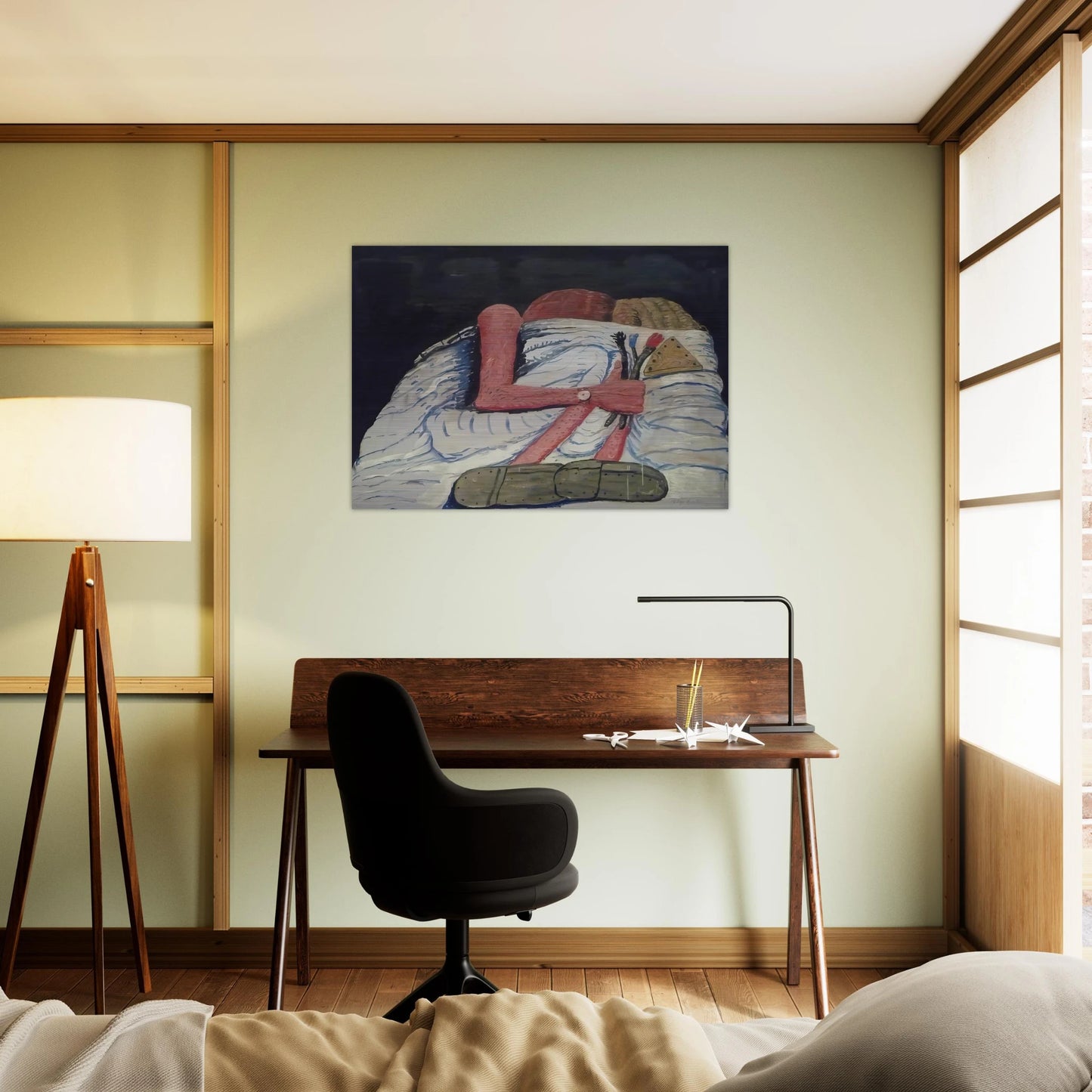 COUPLE IN BED - Philip Guston Brushed Aluminum Print - 70x100 cm / 28x40 inches | Philip Guston Aluminum Print | Philip Guston Prints