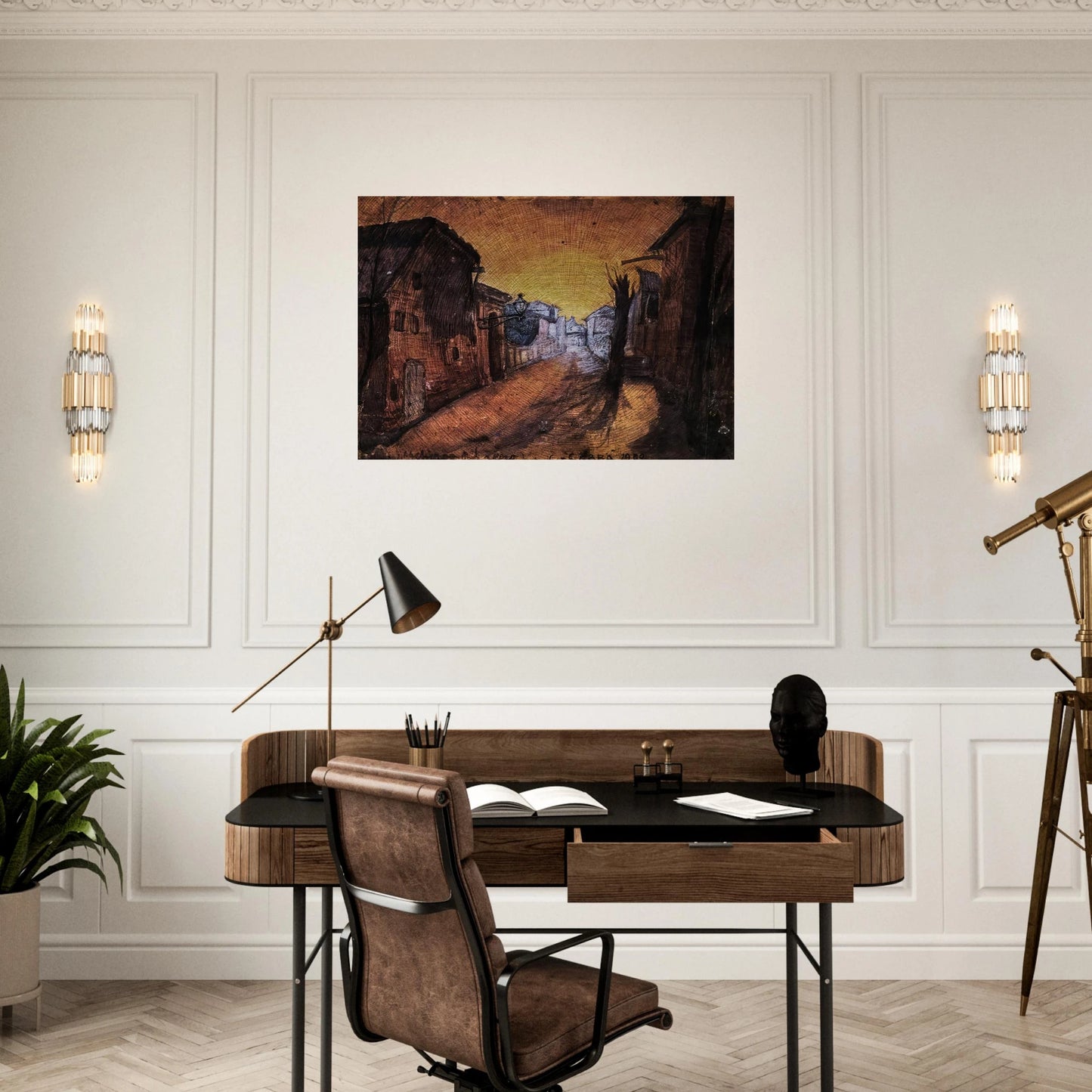 LA STRADA DI CASA 1900 - Carlo Carra Brushed Aluminum Print - 70x100 cm / 28x40 inches | Carlo Carra Aluminum Print | Carlo Carra Prints