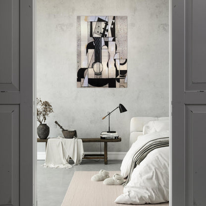 STILL LIFE WITH GUITAR 1913 - Juan Gris Brushed Aluminum Print - 70x100 cm / 28x40 inches | Juan Gris Aluminum Print | Juan Gris Prints