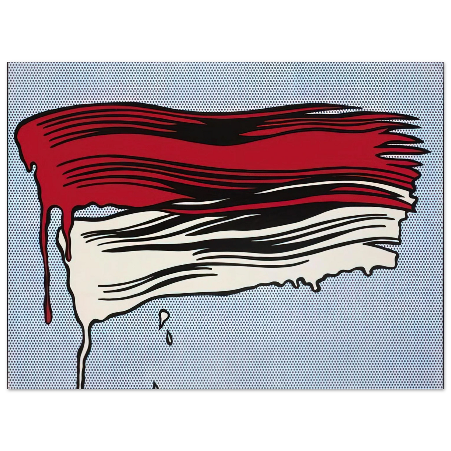 Roy Lichtenstein - RED AND WHITE BRUSHSTROKES 1965  75x100 cm / 30x40inches Fine Art Poster
