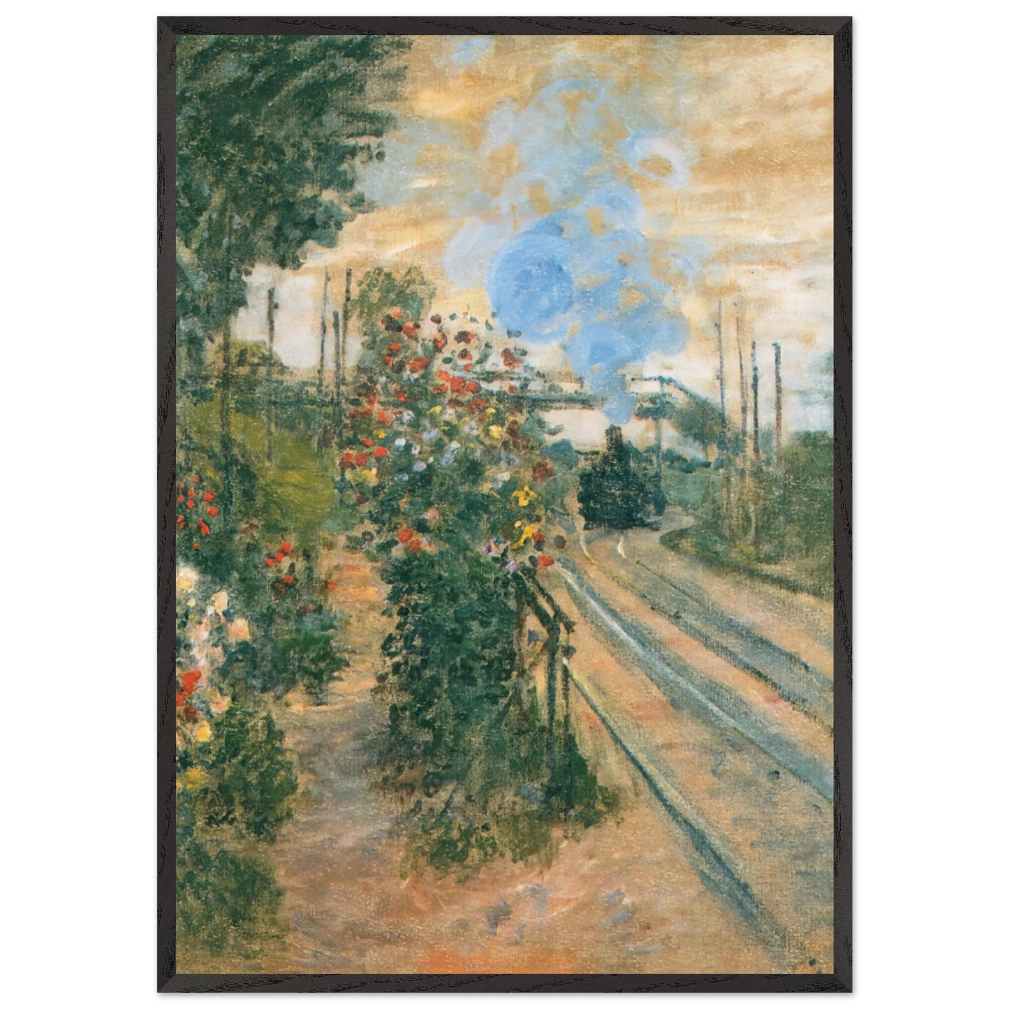 Arriving at Montegeron - claude monet 70x100 cm / 28x40 inches Framed Art Print – Black Wooden Frame
