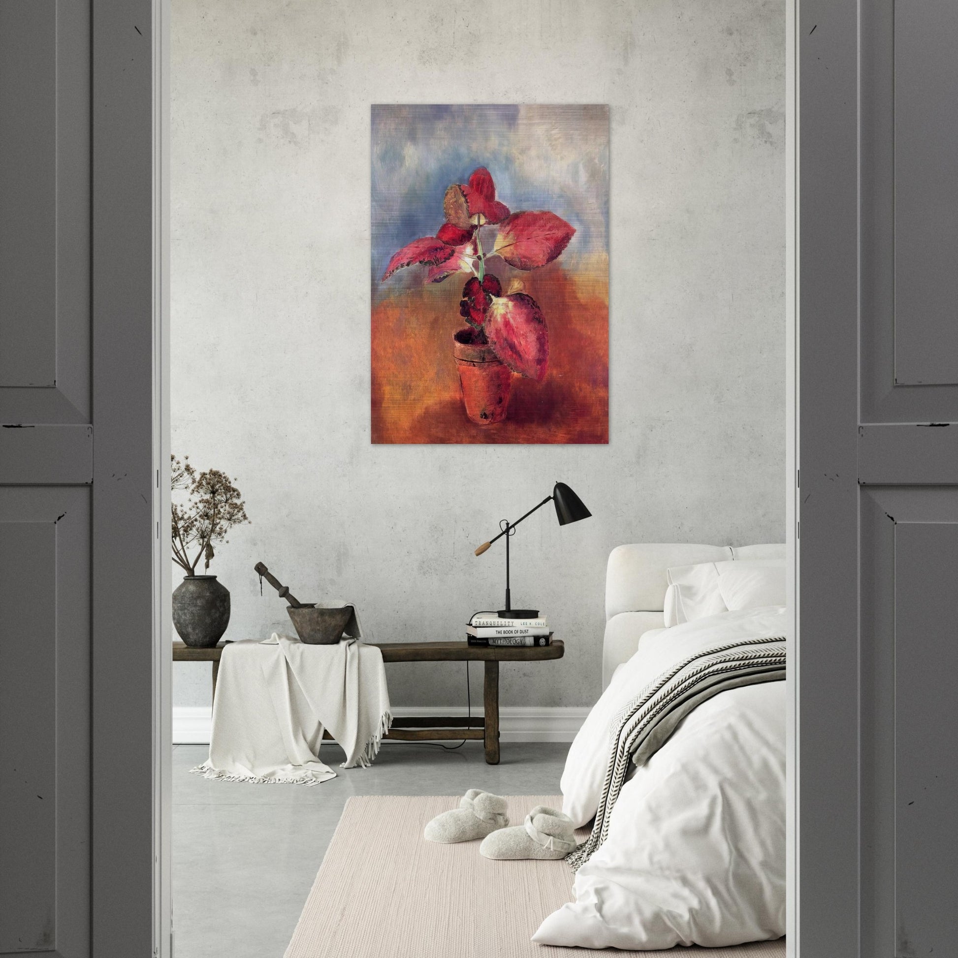 BEGONIA IN A POT - Odilon Redon Brushed Aluminum Print - 70x100 cm / 28x40 inches | Odilon Redon Aluminum Print | Odilon Redon Prints