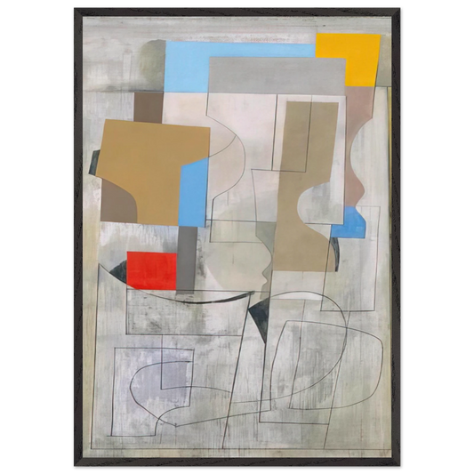 Feb 28-53 vertical seconds - 1953 - Ben Nicholson 70x100 cm / 28x40 inches Framed Art Print – Black Wooden Frame