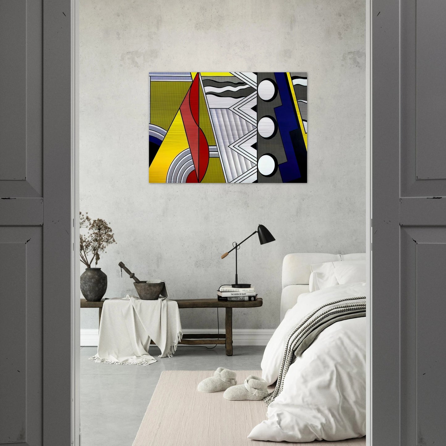 MODERN PAINTING WITH CLEF 1967 - Roy Lichtenstein Brushed Aluminum Print - 70x100 cm / 28x40 inches | Roy Lichtenstein Aluminum Print | Roy Lichtenstein Prints