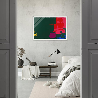 Interlocking Scarlet and Pink in Deep Green - 1970 - Patrick Heron Acrylic Print - 70x100 cm / 28x40″ inches