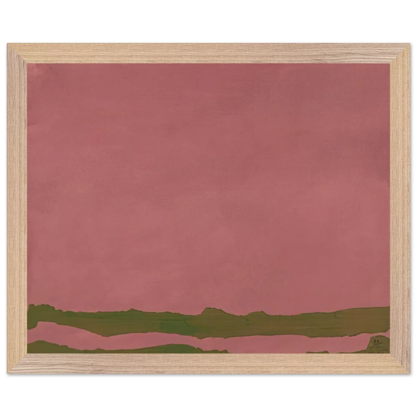 Helen Frankenthaler - Green Likes Mauve - 1970 Wall art - 27x35 cm / 11x14 Inches - Premium Wooden Framed Poster With Fine Art Paper - White frame