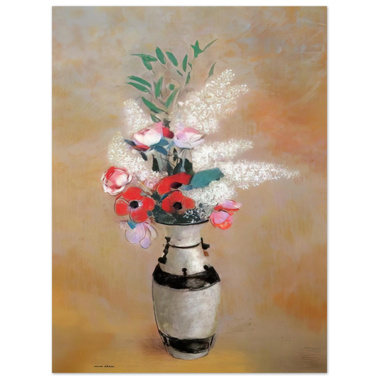 Odilon Redon - BOUQUET WITH WHITE LILIES IN A JAPANESE VASE  75x100 cm / 30x40inches Fine Art Poster
