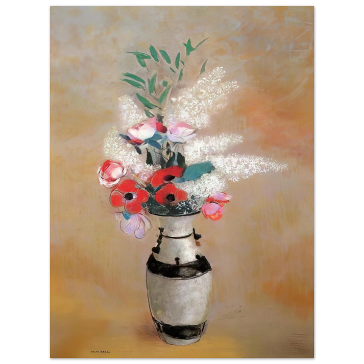 Odilon Redon - BOUQUET WITH WHITE LILIES IN A JAPANESE VASE  75x100 cm / 30x40inches Fine Art Poster