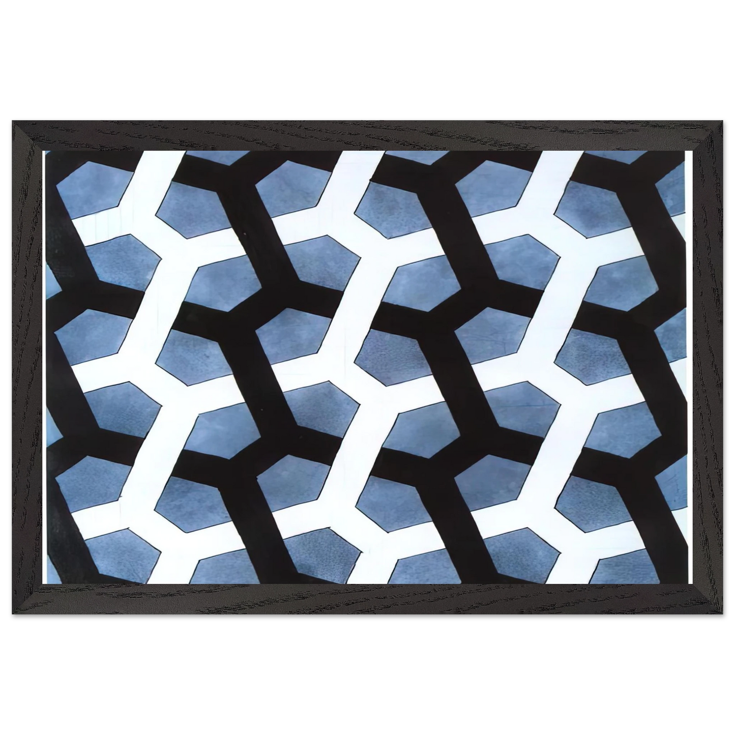 MC Escher - INTERLACED HEXAGON Wall Art - 21x29.7 cm / 8x12" - Premium Wooden Framed Poster With Fine Art Paper-canvas - Black frame