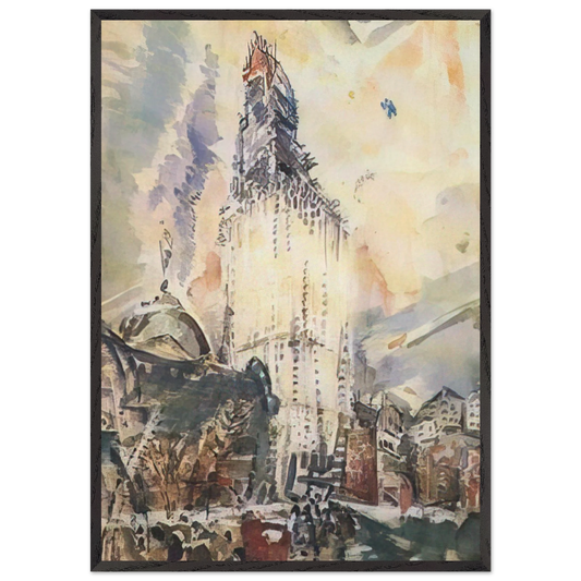 Woolworth Building No 28 - 1912 - John Marin 70x100 cm / 28x40 inches Framed Art Print – Black Wooden Frame