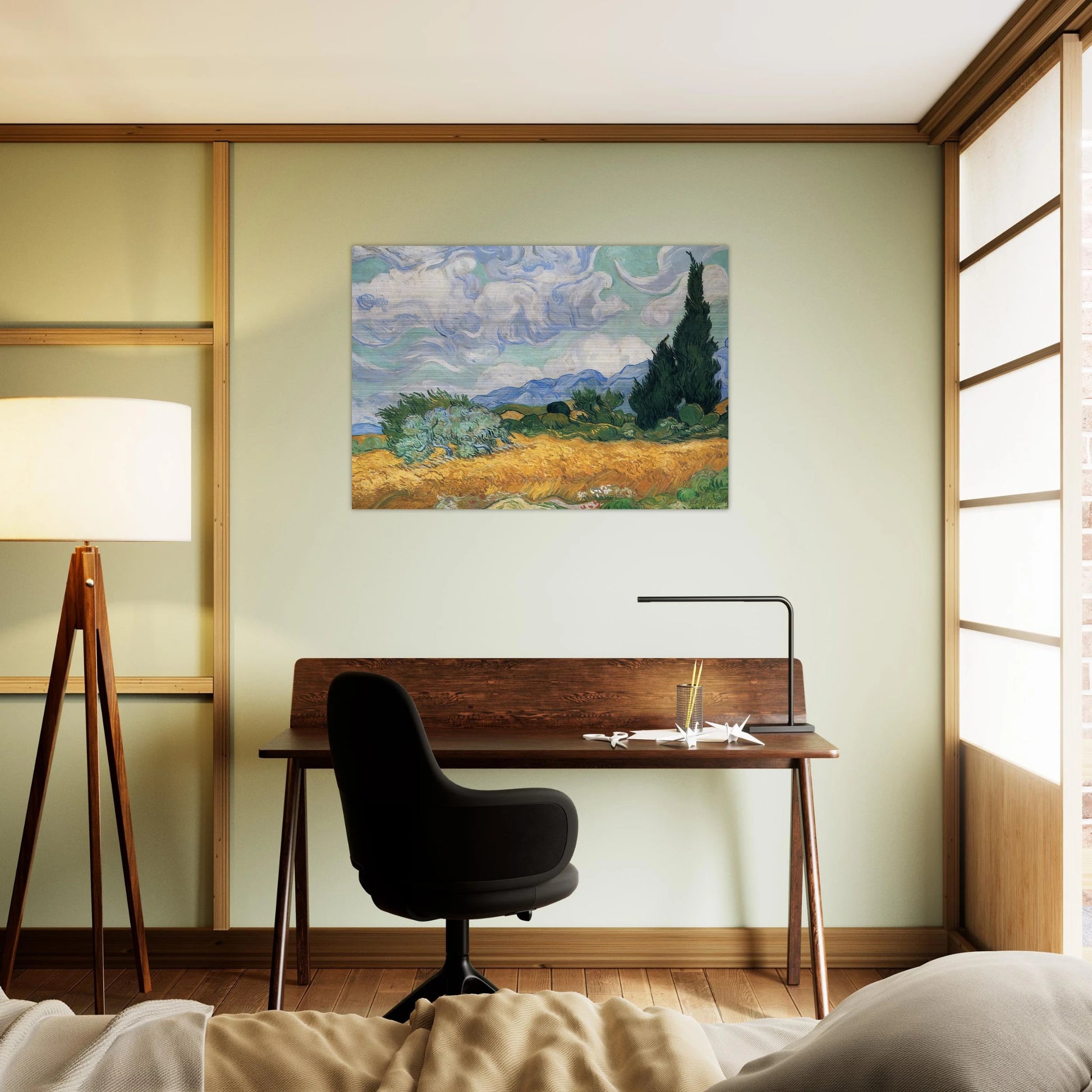 Wheatfield with cypress tree - Vincent van Gogh Brushed Aluminum Print - 70x100 cm / 28x40 inches | Vincent van Gogh Aluminum Print | Vincent van Gogh Prints