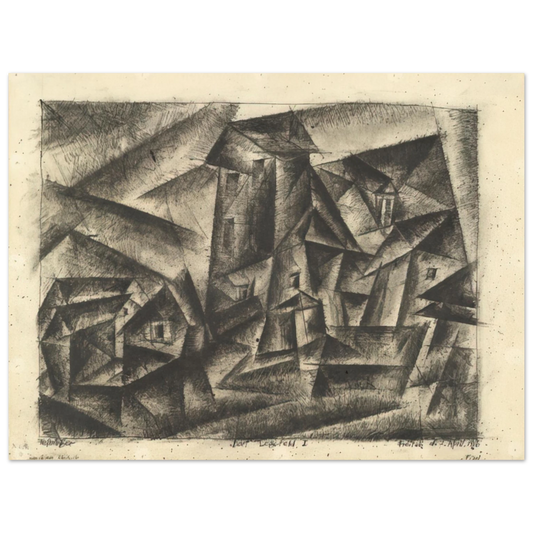 Lyonel Feininger - THE VILLAGE OF LEGEFELD I DORF LEGEFELD I 1916  75x100 cm / 30x40inches Fine Art Poster