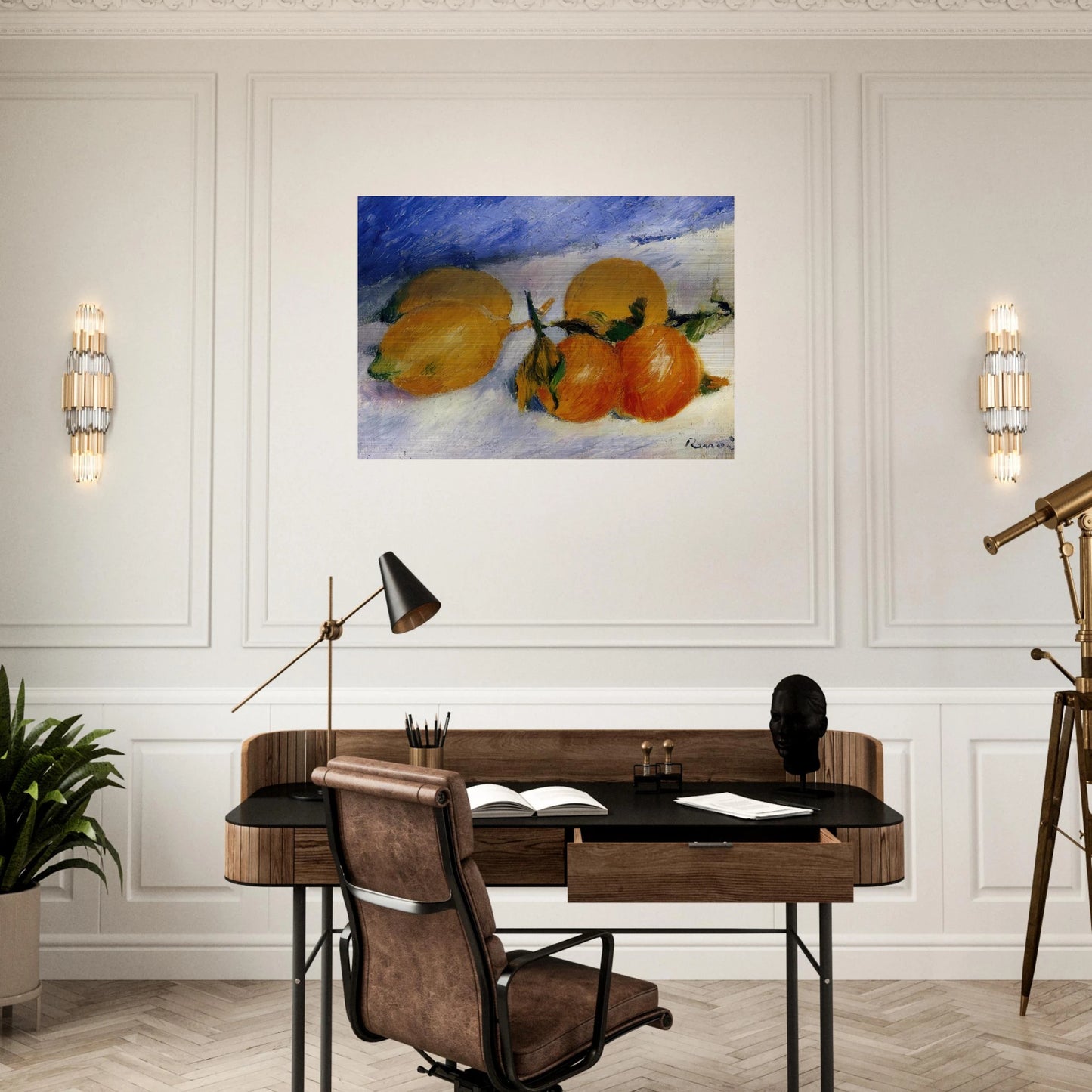 Still Life with Lemons and Oranges - Pierre-Auguste Renoir Brushed Aluminum Print - 70x100 cm / 28x40 inches | Pierre-Auguste Renoir Aluminum Print | Pierre-Auguste Renoir Prints