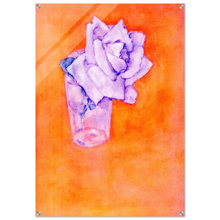 White Rose in a Glass - Piet Mondrian Acrylic Print - 70x100 cm / 28x40″ inches