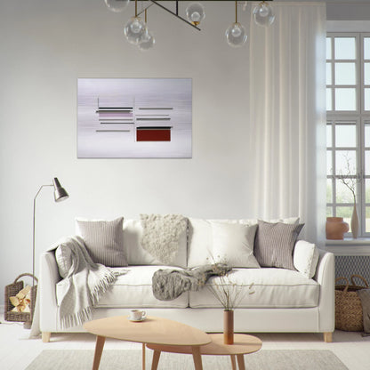 ABSTRACT IN WHITE BLACK INDIAN AND LILAC 1957 - Victor Pasmore Brushed Aluminum Print - 70x100 cm / 28x40 inches | Victor Pasmore Aluminum Print | Victor Pasmore Prints