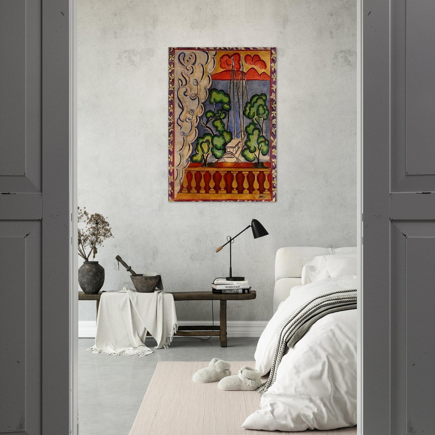 BOUQUET OF DAHLIAS AND WHITE BOOK 1923 - Henri Matisse Brushed Aluminum Print - 70x100 cm / 28x40 inches | Henri Matisse Aluminum Print | Henri Matisse Prints
