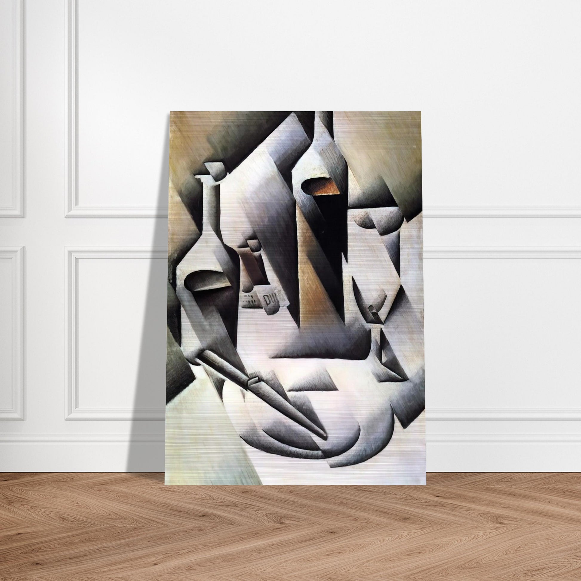 BOTTLES AND KNIFE 1912 - Juan Gris Brushed Aluminum Print - 70x100 cm / 28x40 inches | Juan Gris Aluminum Print | Juan Gris Prints