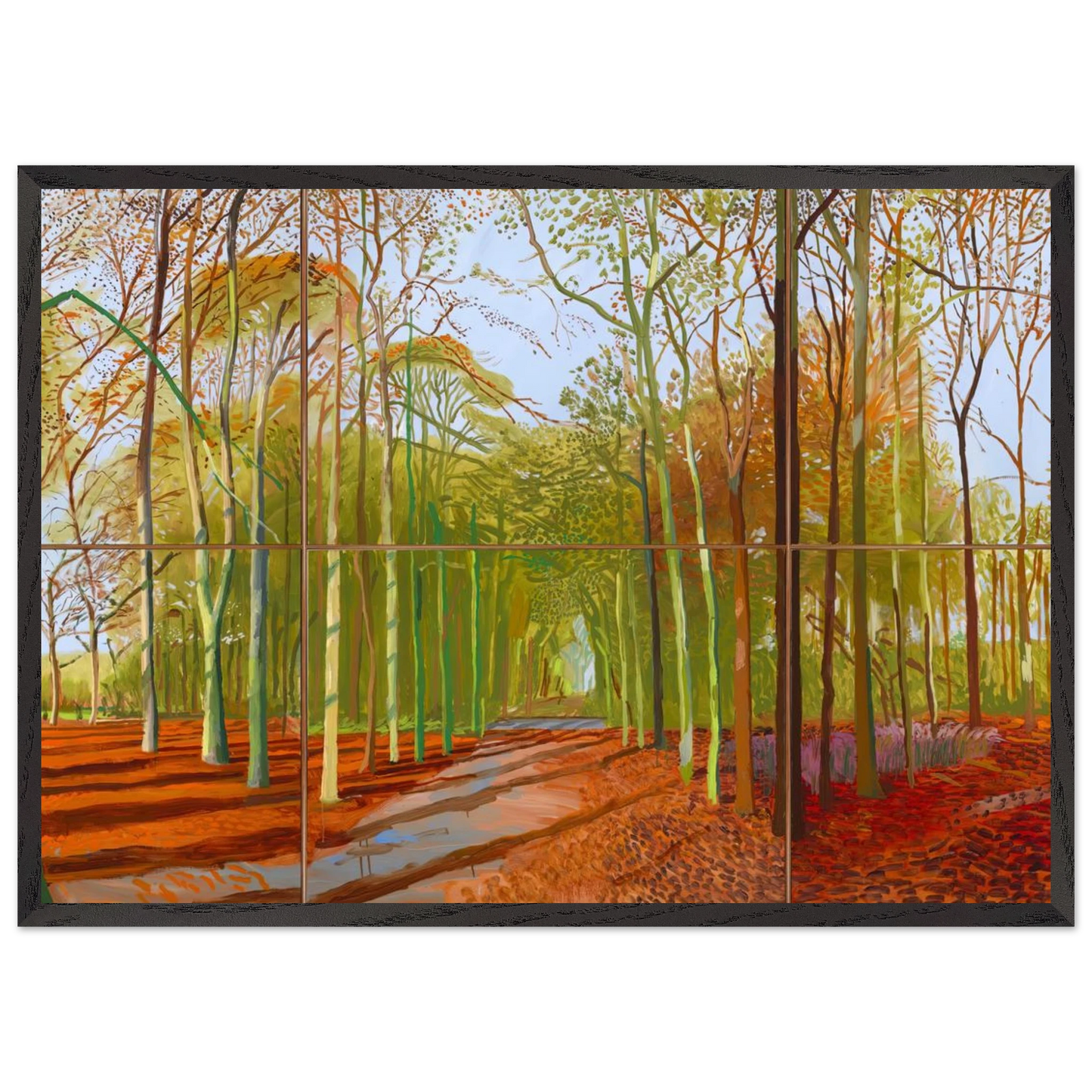 David Hockney - Woldgate Woods, 21, 23 & 29 November 2006 - A3 (29.7 x 42  cm) - Premium Wooden Framed Poster With Fine Art Paper-canvas - Black frame