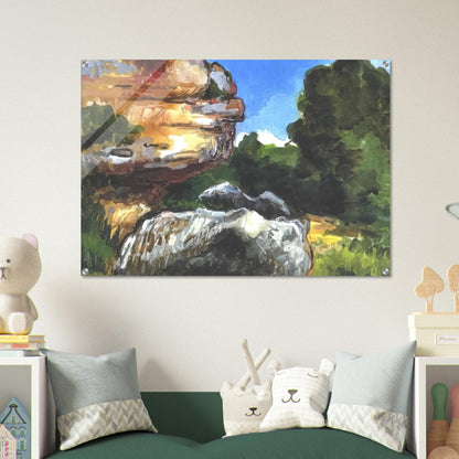 Rocks - Paul Cézanne Acrylic Print - 70x100 cm / 28x40″ inches | Paul Cézanne Wall Art | Paul Cézanne Prints