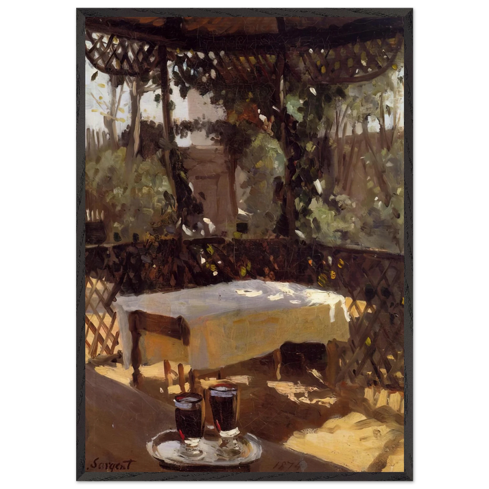 Two Wine Glasses - John Singer Sargent 70x100 cm / 28x40 inches Framed Art Print – Black Wooden Frame