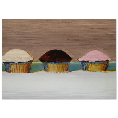 Neapolitan Cupcakes - 2008 - Wayne Thiebaud Brushed Aluminum Print - 70x100 cm / 28x40 inches | Wayne Thiebaud Aluminum Print | Wayne Thiebaud Prints