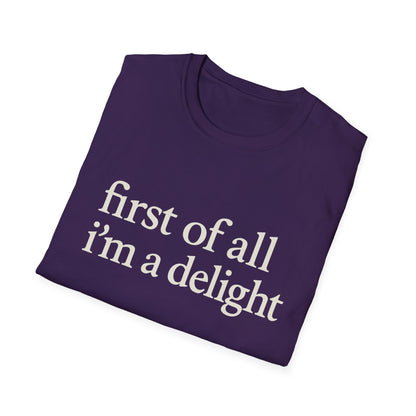„Zuallererst bin ich eine Freude“-Shirt, lustiges T-Shirt mit Spruch für Frauen, freches T-Shirt mit witzigem Grafikdruck, Geschenkidee für die beste Freundin