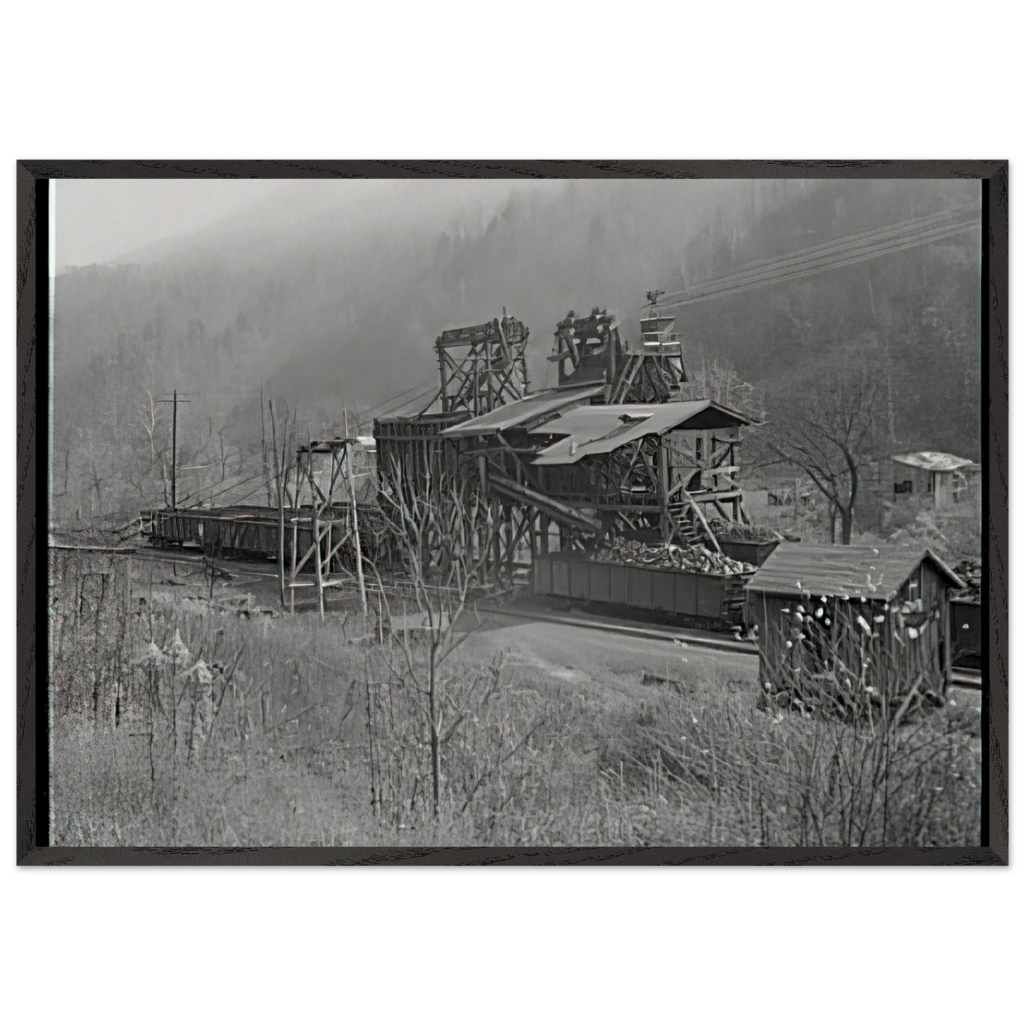 LOADING RECENTLY MINED COAL IN JENKINS 1935 - Ben Shahn 70x100 cm / 28x40 inches Framed Art Print – Black Wooden Frame