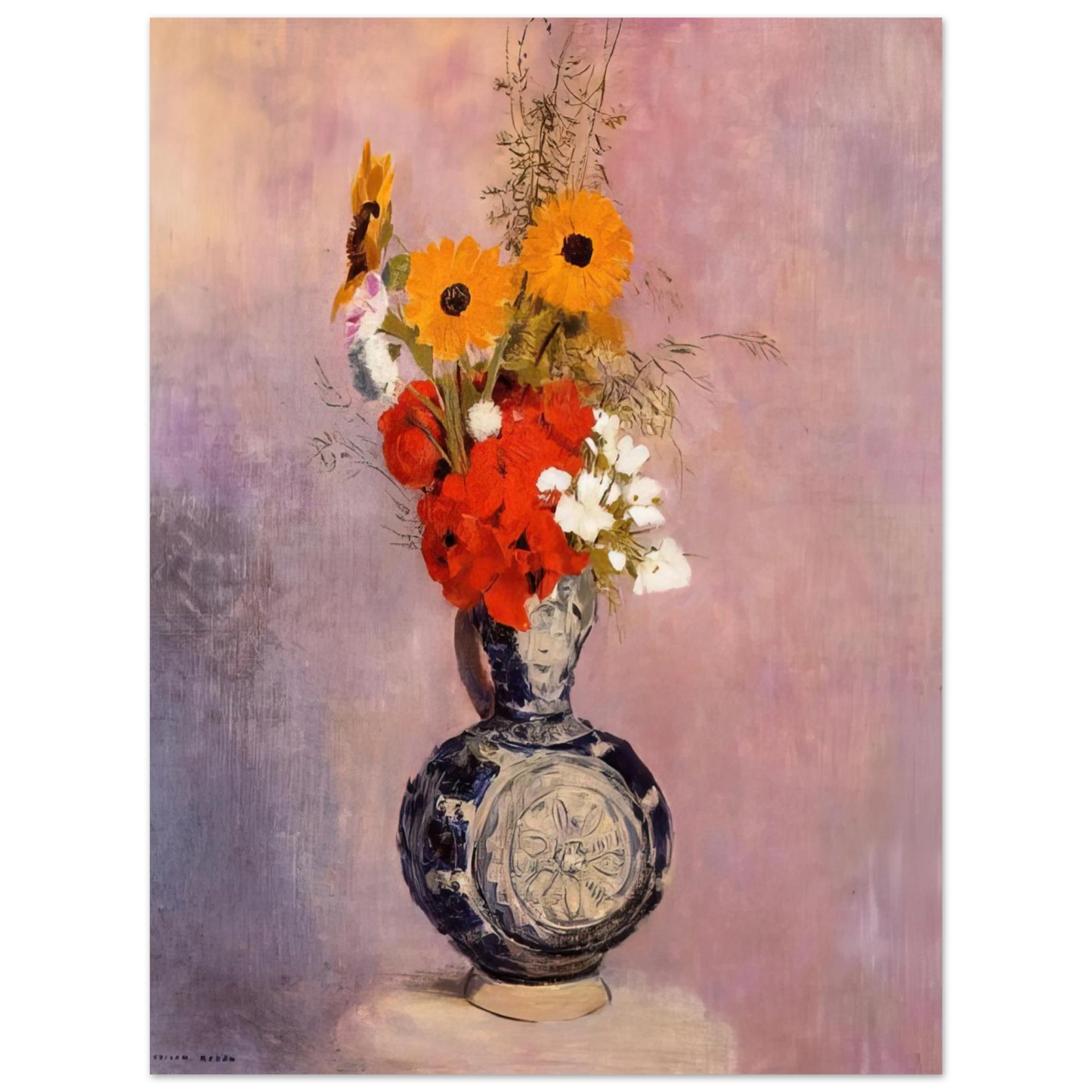 Odilon Redon - BOUQUET OF FLOWERS IN A BLUE VASE 2  75x100 cm / 30x40inches Fine Art Poster