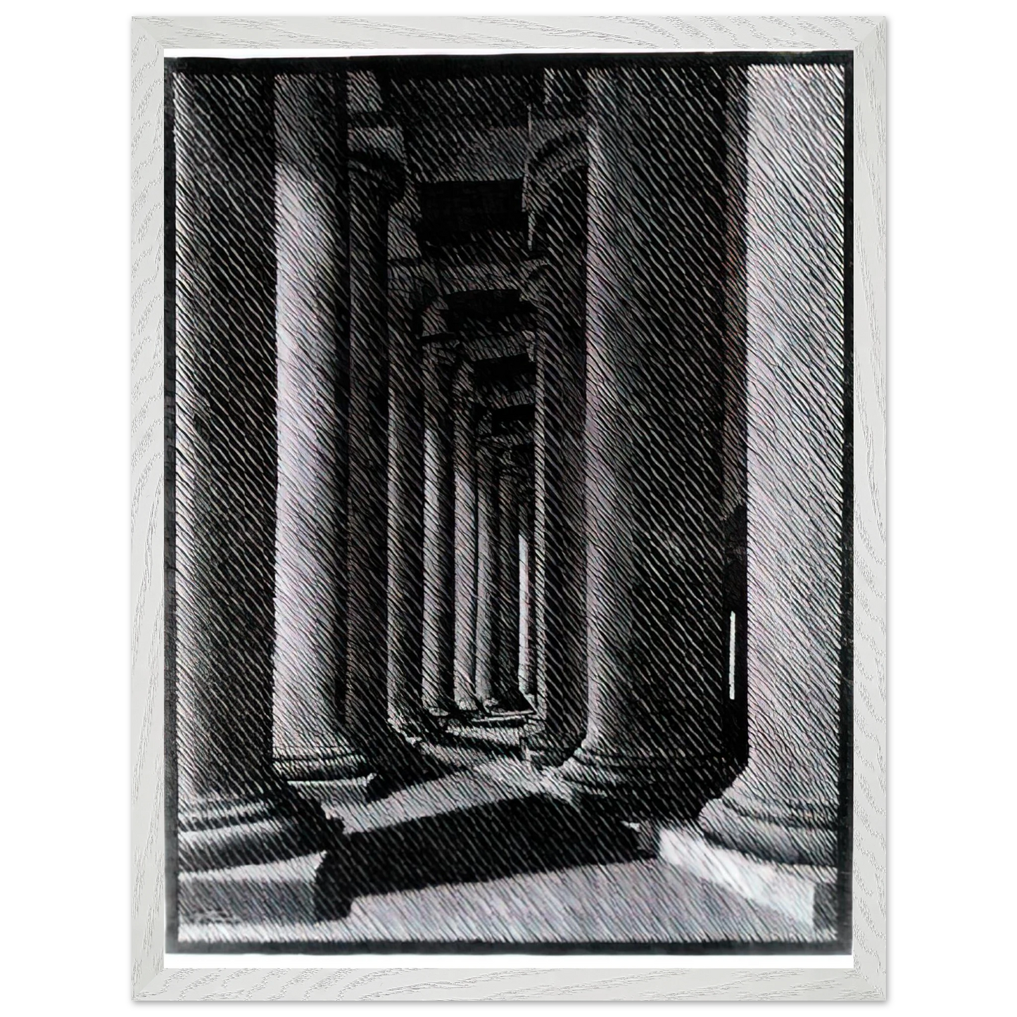 MC Escher - NOCTURNAL ROME COLONADE OF ST PETER S Wall Art - 30x40 cm / 12x16 inches - Premium Wooden Framed Poster With Fine Art Paper - Black frame