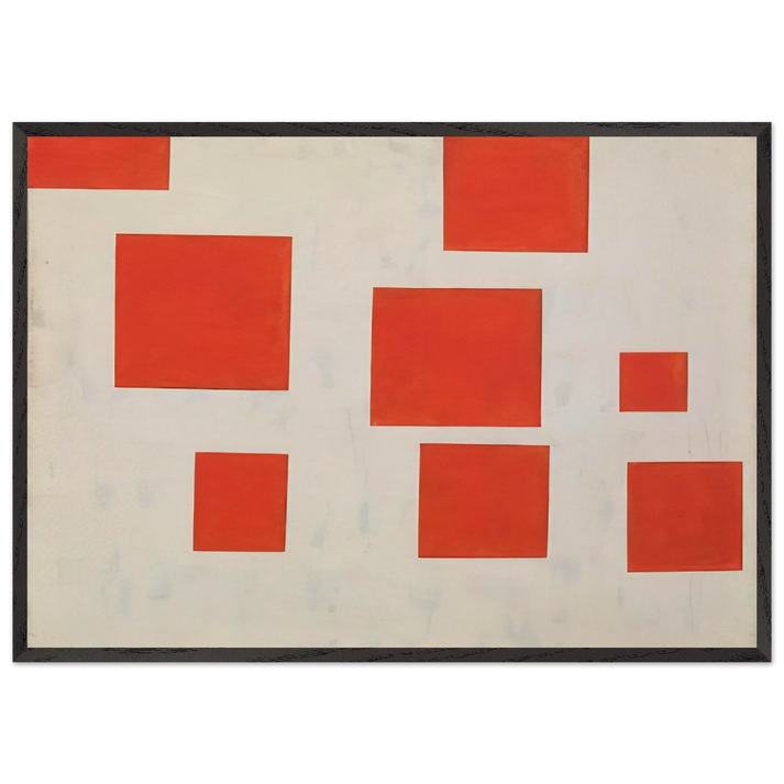 KOMPOSITION MIT 8 ROTEN RECHTECKEN COMPOSITION WITH 8 RED RECTANGLES 1964 - Blinky Palermo 70x100 cm / 28x40 inches Framed Art Print – Black Wooden Frame