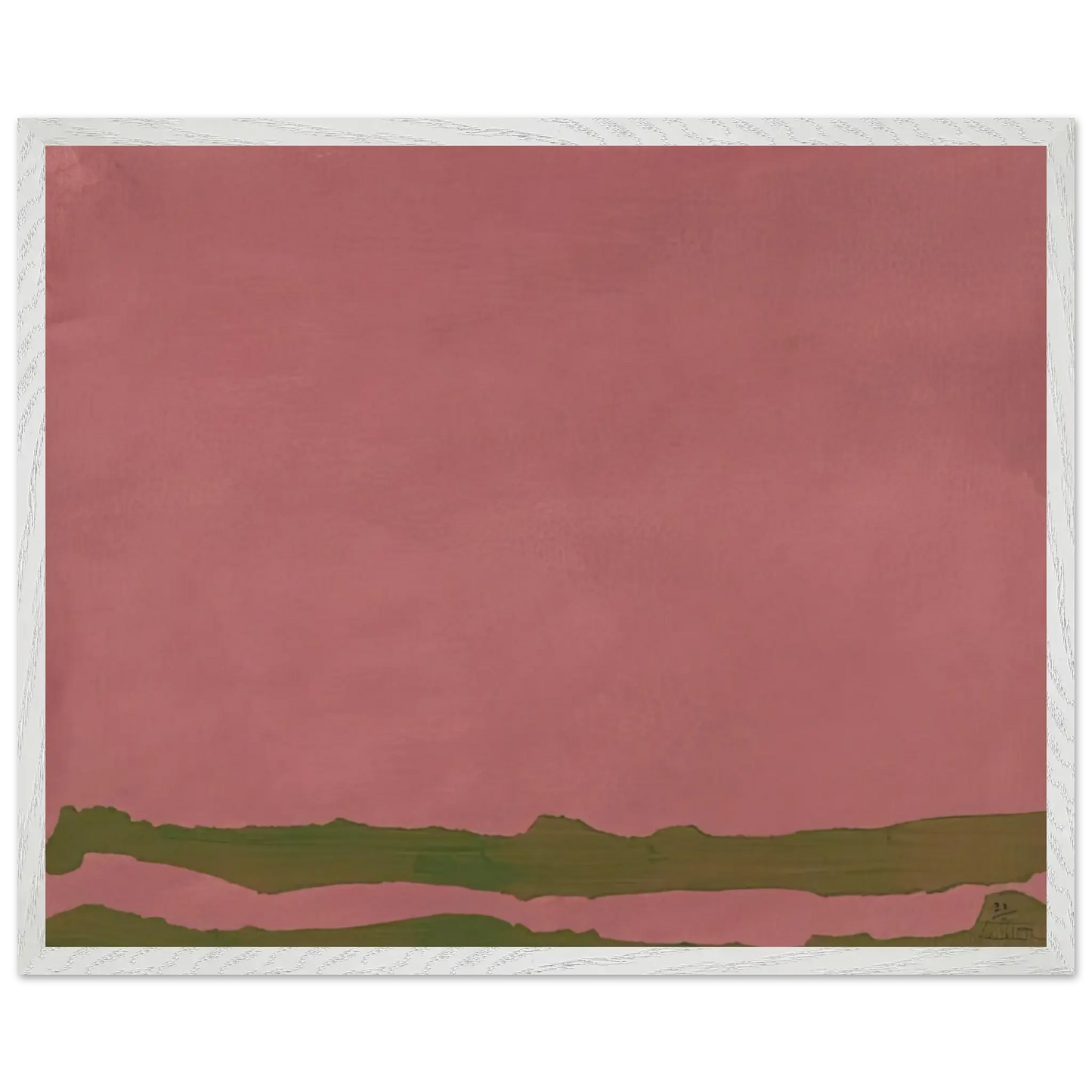 Helen Frankenthaler - Green Likes Mauve - 1970 Wall art - 13x18 cm / 5x7 Inches - Premium Wooden Framed Poster With Fine Art Paper - Wood frame