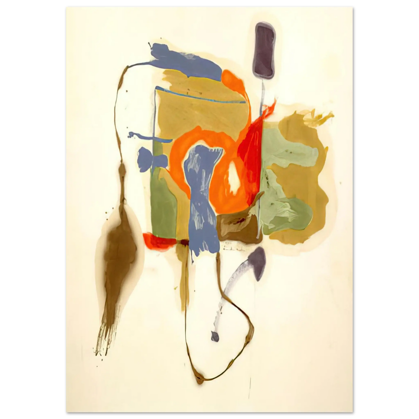 Helen Frankenthaler - Blue Form in a Scene - 1961 Wall art - 13x18 cm / 5x7 Inches - Premium Wooden Framed Poster With Fine Art Paper - White frame