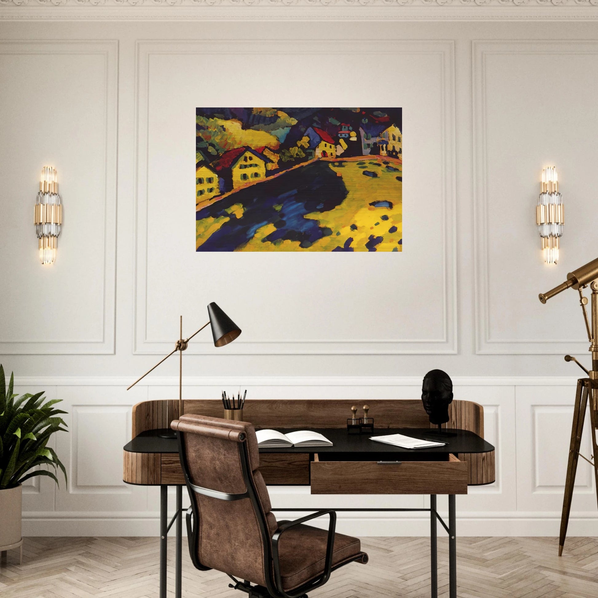 HOUSES AT MURNAU 1909 - Wassily Kandinsky Brushed Aluminum Print - 70x100 cm / 28x40 inches | Wassily Kandinsky Aluminum Print | Wassily Kandinsky Prints