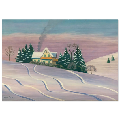 WINTERLANDSCAPE IN BAVARIA 1950 - Gabriele Munter Brushed Aluminum Print - 70x100 cm / 28x40 inches | Gabriele Munter Aluminum Print | Gabriele Munter Prints