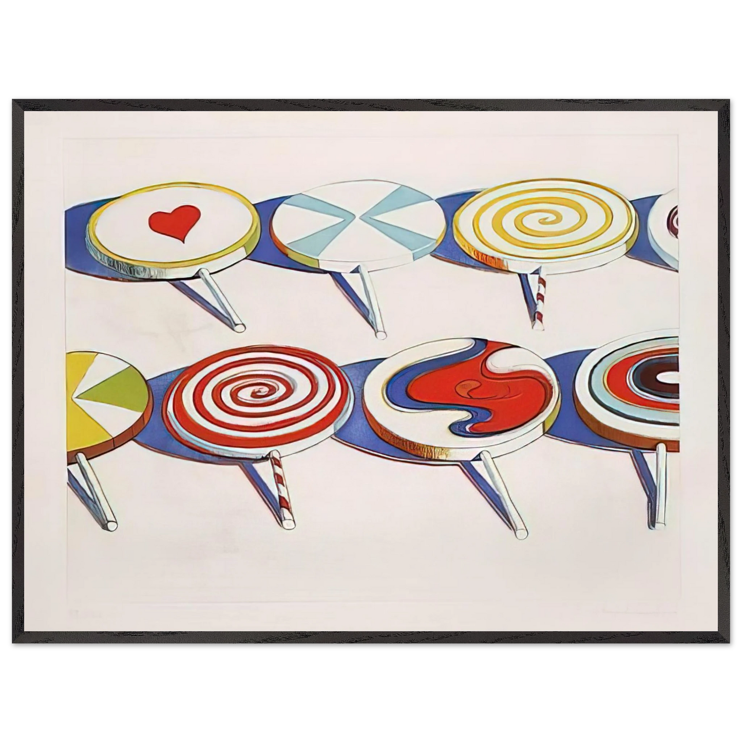 Wayne Thiebaud - Big Suckers - 1971 Wall Art - 21x29.7 cm / 8x12" - Premium Wooden Framed Poster With Fine Art Paper - Black frame