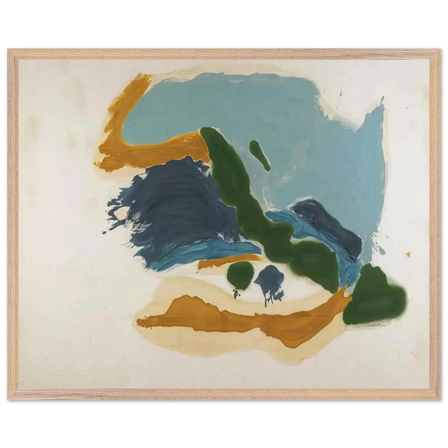 Helen Frankenthaler - Tuscany - 1963 Wall art - 28x43  cm / XL (11x17 Inches) - Premium Wooden Framed Poster With Fine Art Paper - Wood frame