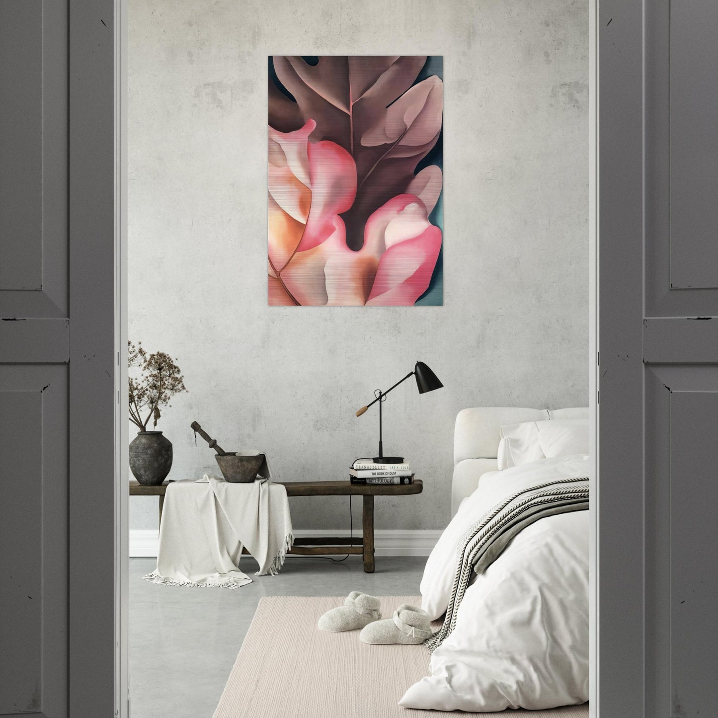 Oak Leaves Pink and Grey - Georgia O'Keeffe Brushed Aluminum Print - 70x100 cm / 28x40 inches | Georgia O'Keeffe Aluminum Print | Georgia O'Keeffe Prints