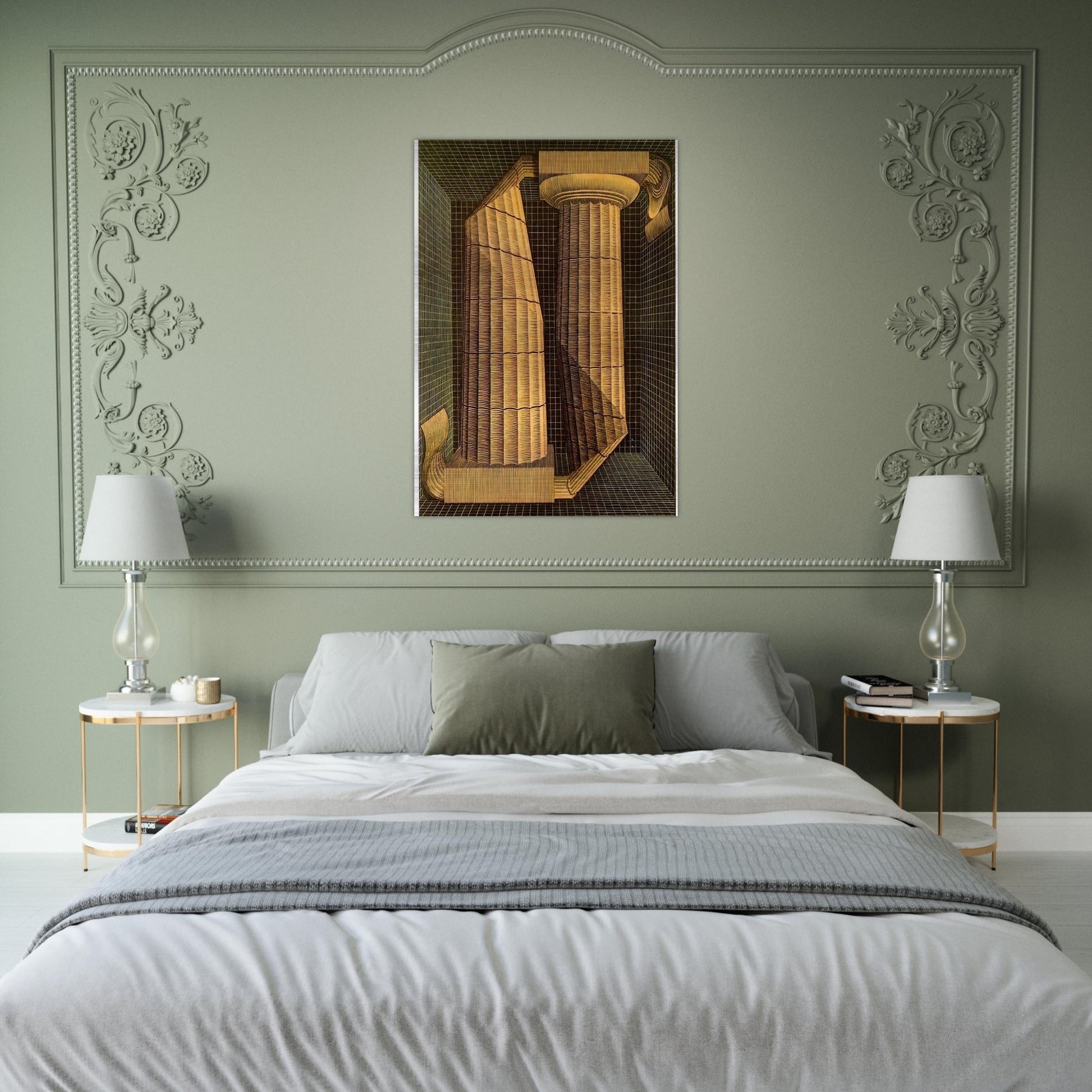DORIC COLUMNS - MC Escher Brushed Aluminum Print - 70x100 cm / 28x40 inches | MC Escher Aluminum Print | MC Escher Prints