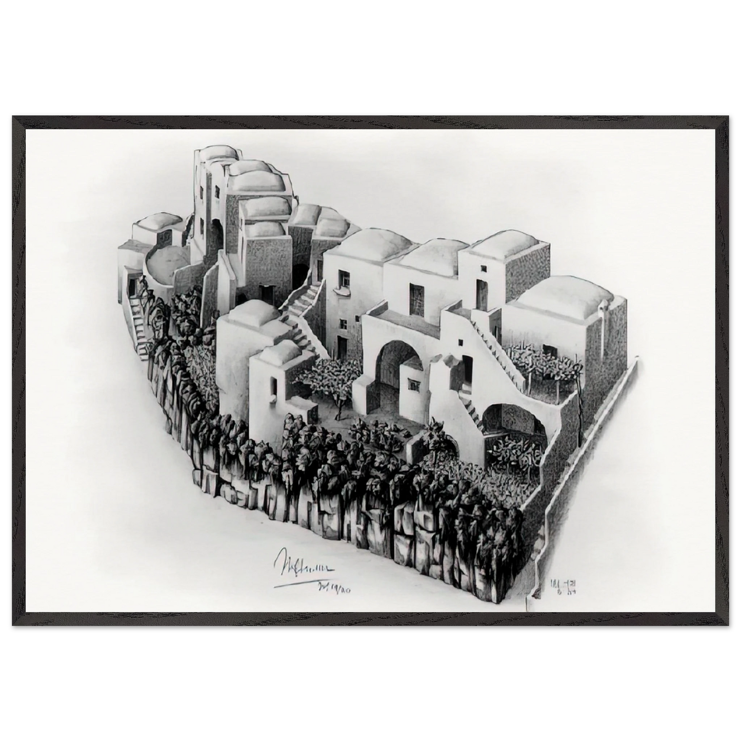 ESCHER 24 - MC Escher 70x100 cm / 28x40 inches Framed Art Print – Black Wooden Frame | Maurits Cornelis Escher Prints