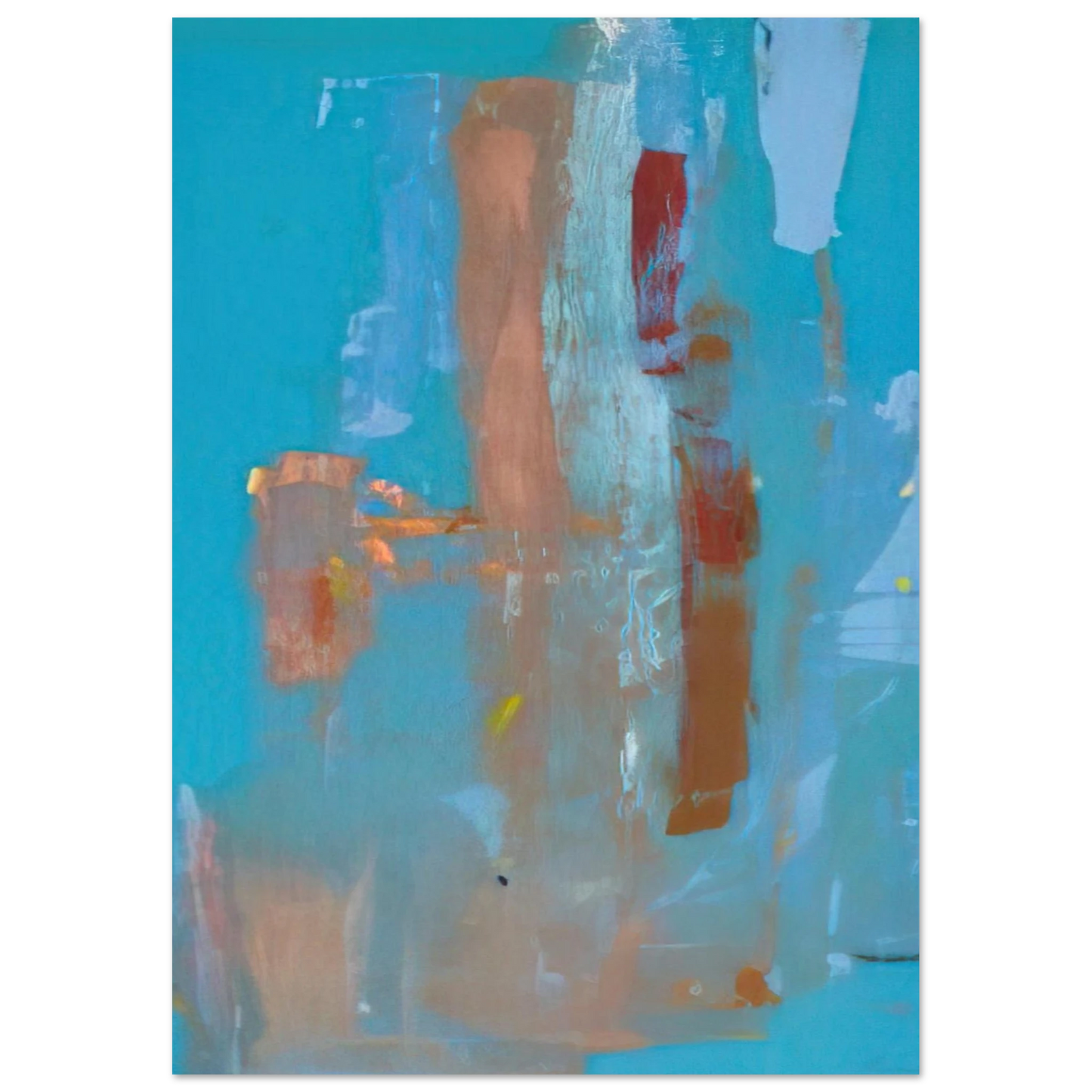 Helen Frankenthaler - In on Blue - 1976 Wall art - 28x43  cm / XL (11x17 inches) - Premium Wooden Framed Poster With Fine Art Paper-canvas - White frame