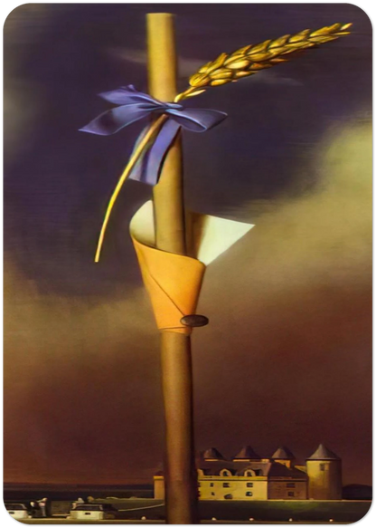 BLUE KNOT AND EAR OF WHEAT NEXT TO THE CASTLE By Salvador Dali Pack of 10 Post Cards | Salvador Dali Post Cards | A6 (10.5 x 14.8 cm) - 4.1 x 5.8 inches
