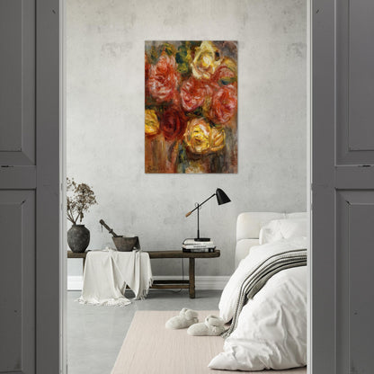 Bouquet of Roses in a Vase - Pierre-Auguste Renoir Brushed Aluminum Print - 70x100 cm / 28x40 inches | Pierre-Auguste Renoir Aluminum Print | Pierre-Auguste Renoir Prints