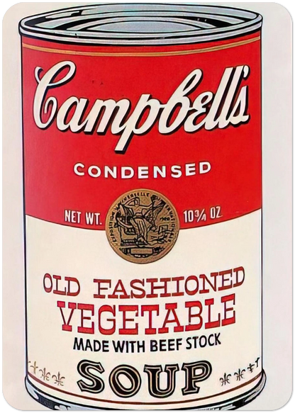 Campbell's Soup Can  Old Fashioned Vegetable  By Andy Warhol Pack of 10 Post Cards | Andy Warhol Post Cards | A6 (10.5 x 14.8 cm) - 4.1 x 5.8 inches