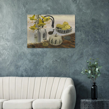 Lilies and Lemons - 2007 - Mary Fedden Brushed Aluminum Print - 70x100 cm / 28x40 inches | Mary Fedden Aluminum Print | Mary Fedden Prints