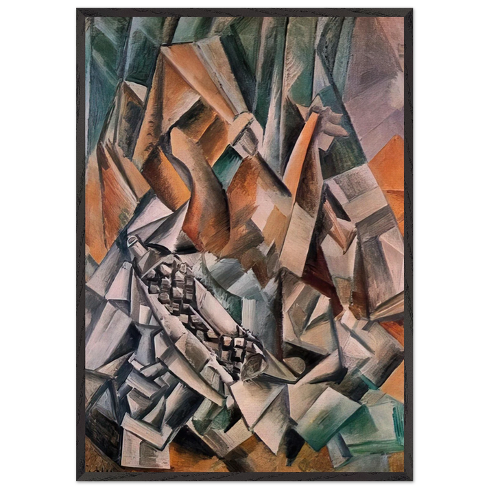 Still life with bottle of Anis del Mono - 1909 - Pablo Picasso 70x100 cm / 28x40 inches Framed Art Print – Black Wooden Frame
