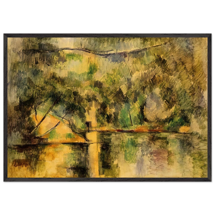 Reflections in the Water - Paul Cezanne 70x100 cm / 28x40 inches Framed Art Print – Black Wooden Frame