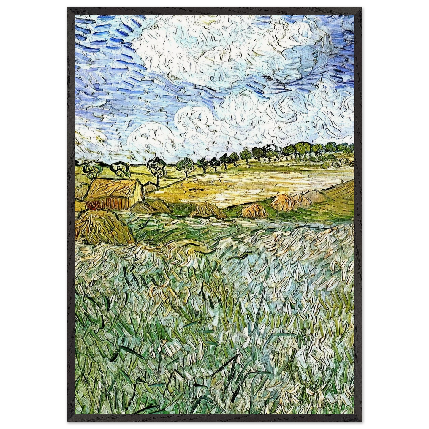 The Plain at Auvers - Vincent van Gogh 70x100 cm / 28x40 inches Framed Art Print – Black Wooden Frame